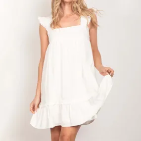 Chic Ruffle-Trimmed Sleeveless Dress with Tieback Detail