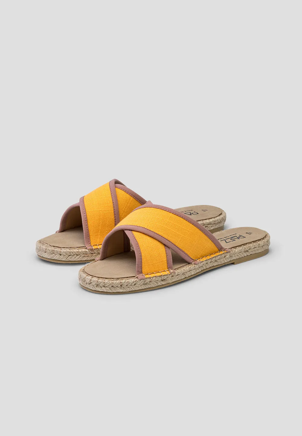 SANDAL CROSSED LINEN SAFFRON