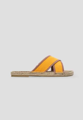 SANDAL CROSSED LINEN SAFFRON