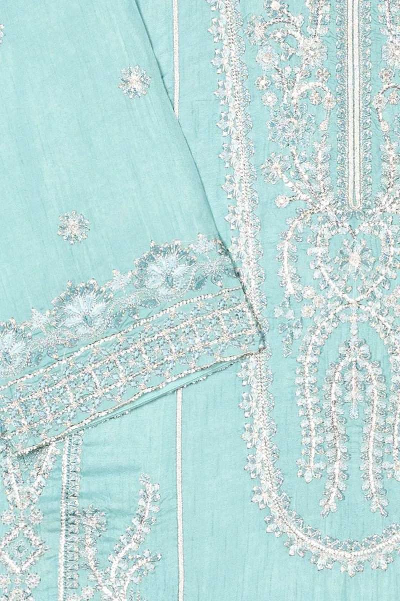 Sapphire Embroidered Raw Silk Formal SAP114