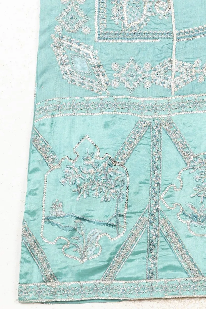 Sapphire Embroidered Raw Silk Formal SAP114