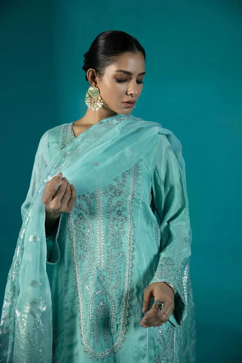 Sapphire Embroidered Raw Silk Formal SAP114