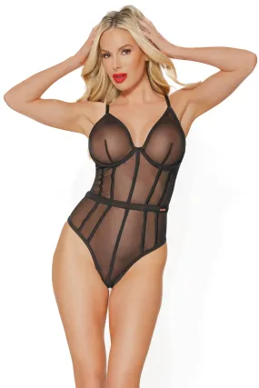 Sheer Stretch Mesh Teddy