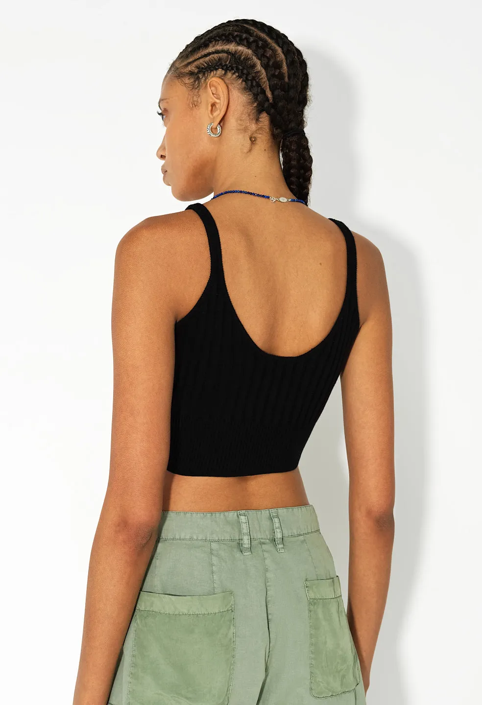 Silk Cotton Rib Tank / Black