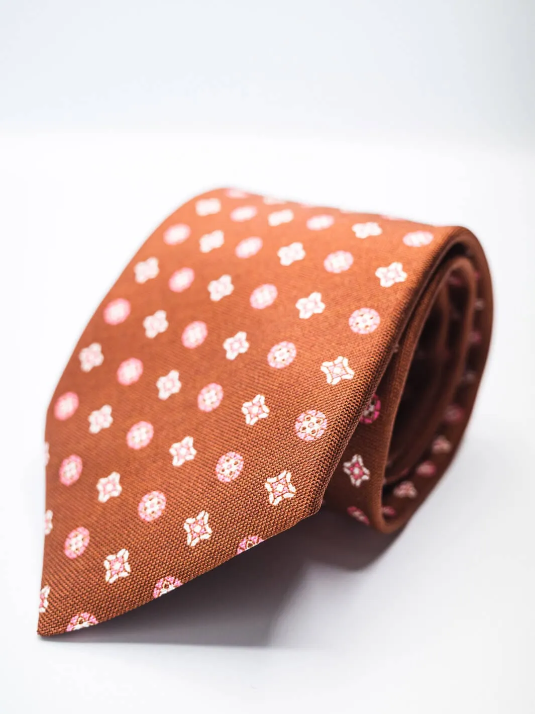 Silk Medallion Tie - Terracotta