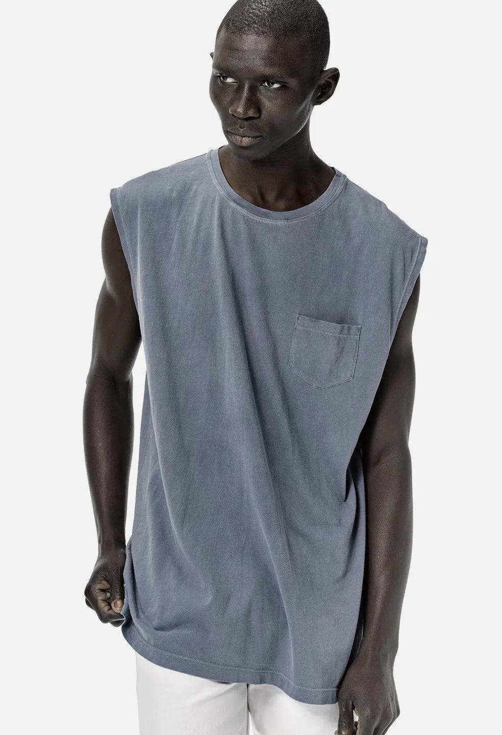 Sleeveless Pocket Tee / Navy