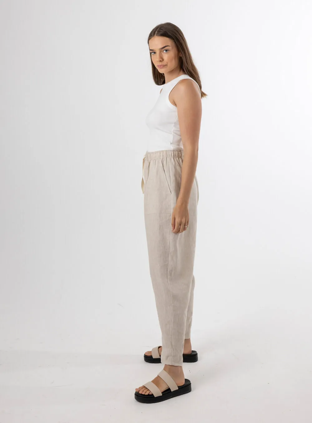 Sloane Linen Pant-OATMEAL