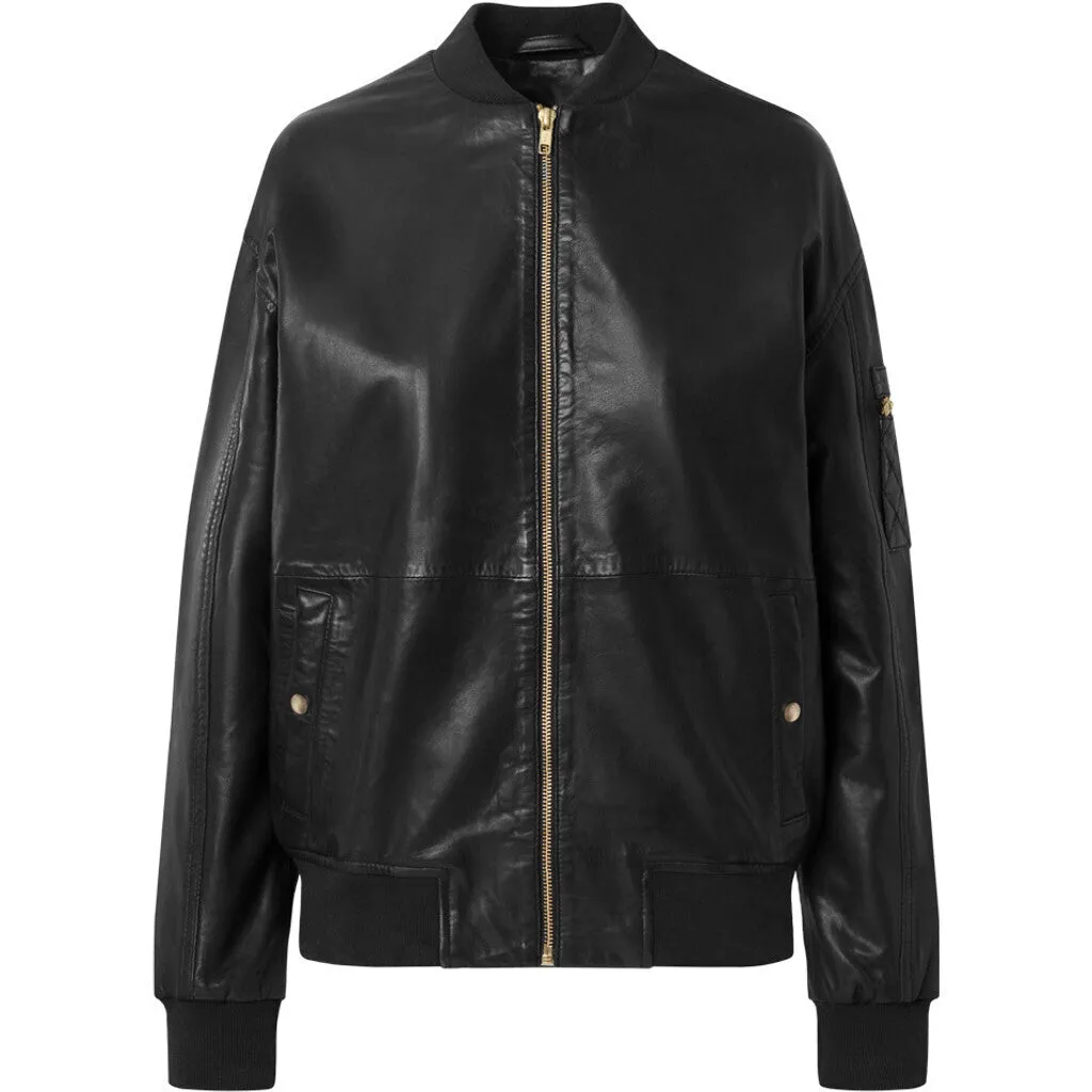 Sporty and cool leather jacket in soft quality / 50888 - Black (Nero)