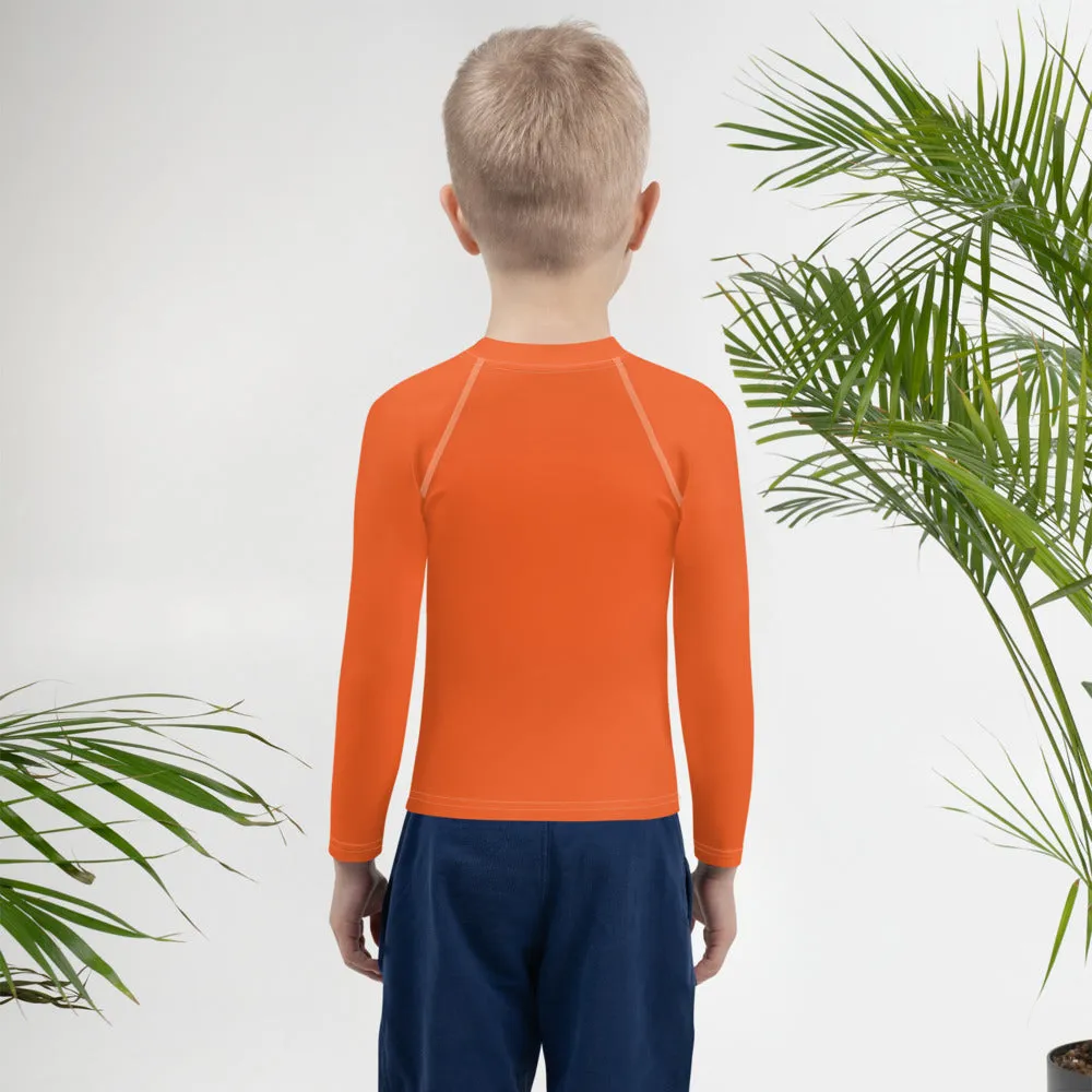 Sporty Splash: Solid Color Rash Guards for Active Boys - Flamingo