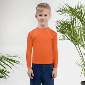 Sporty Splash: Solid Color Rash Guards for Active Boys - Flamingo