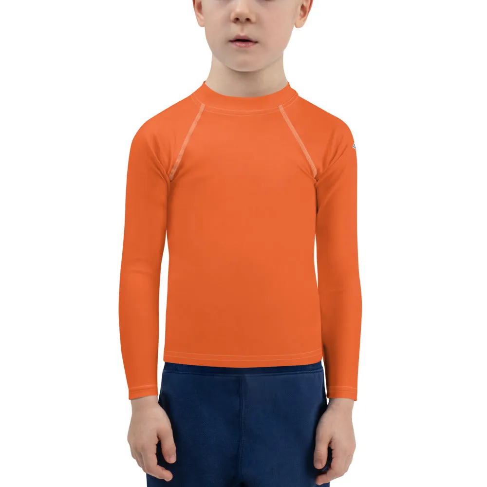 Sporty Splash: Solid Color Rash Guards for Active Boys - Flamingo