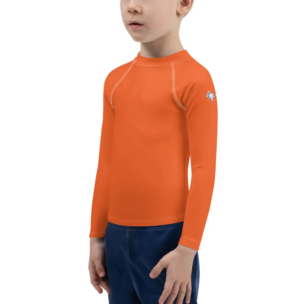 Sporty Splash: Solid Color Rash Guards for Active Boys - Flamingo