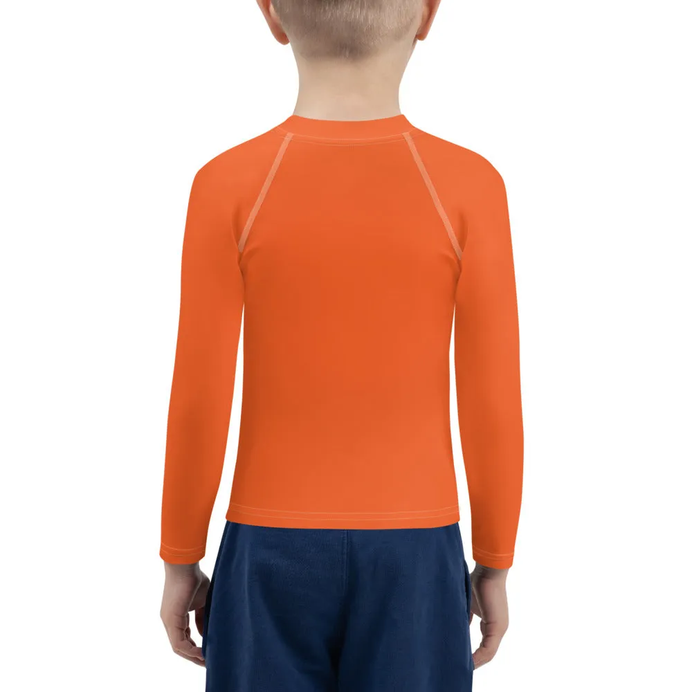 Sporty Splash: Solid Color Rash Guards for Active Boys - Flamingo