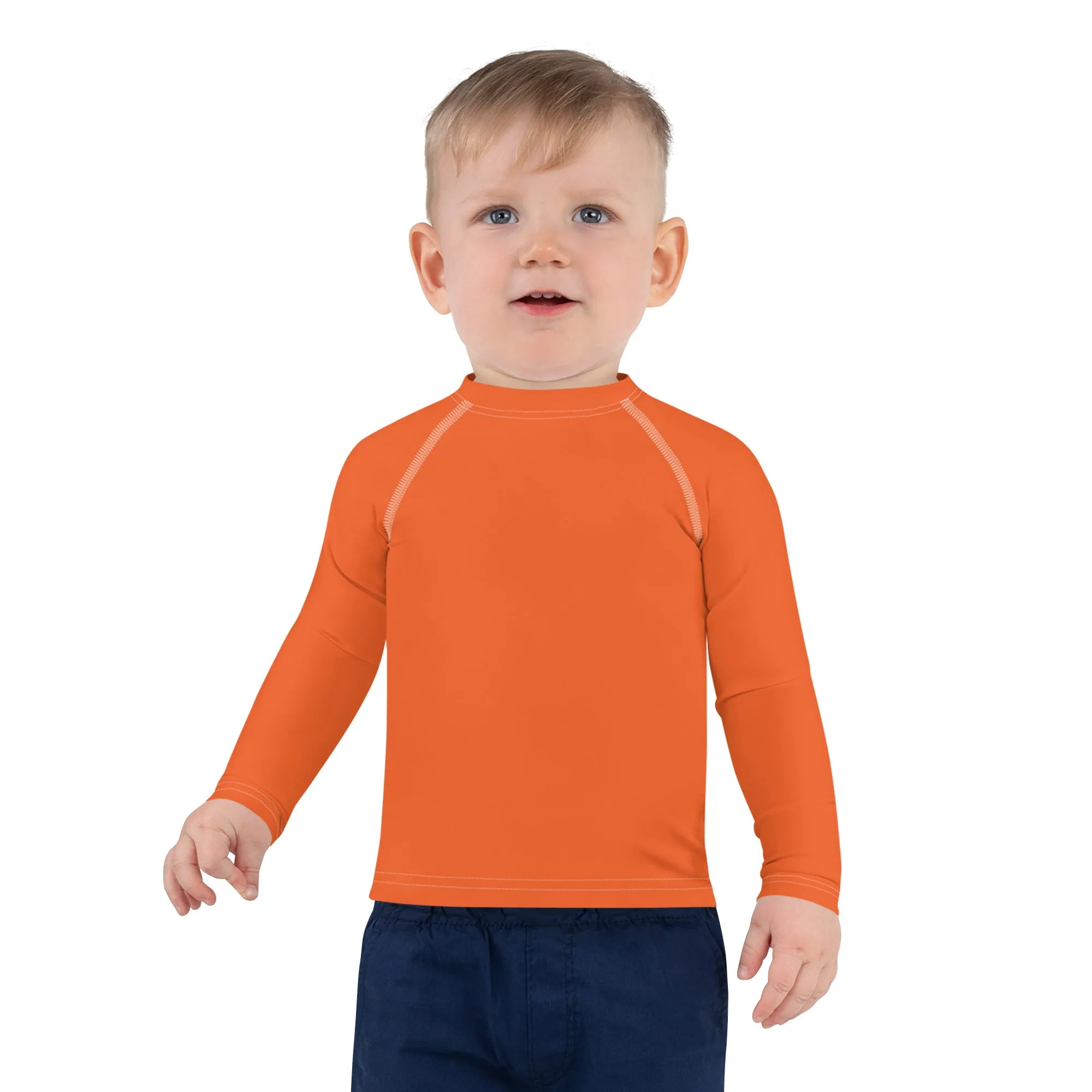 Sporty Splash: Solid Color Rash Guards for Active Boys - Flamingo