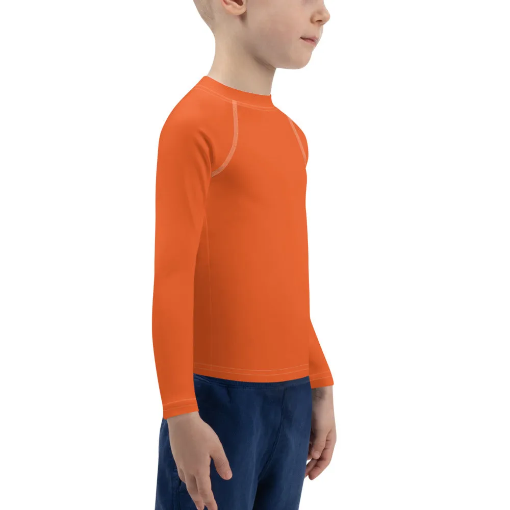 Sporty Splash: Solid Color Rash Guards for Active Boys - Flamingo