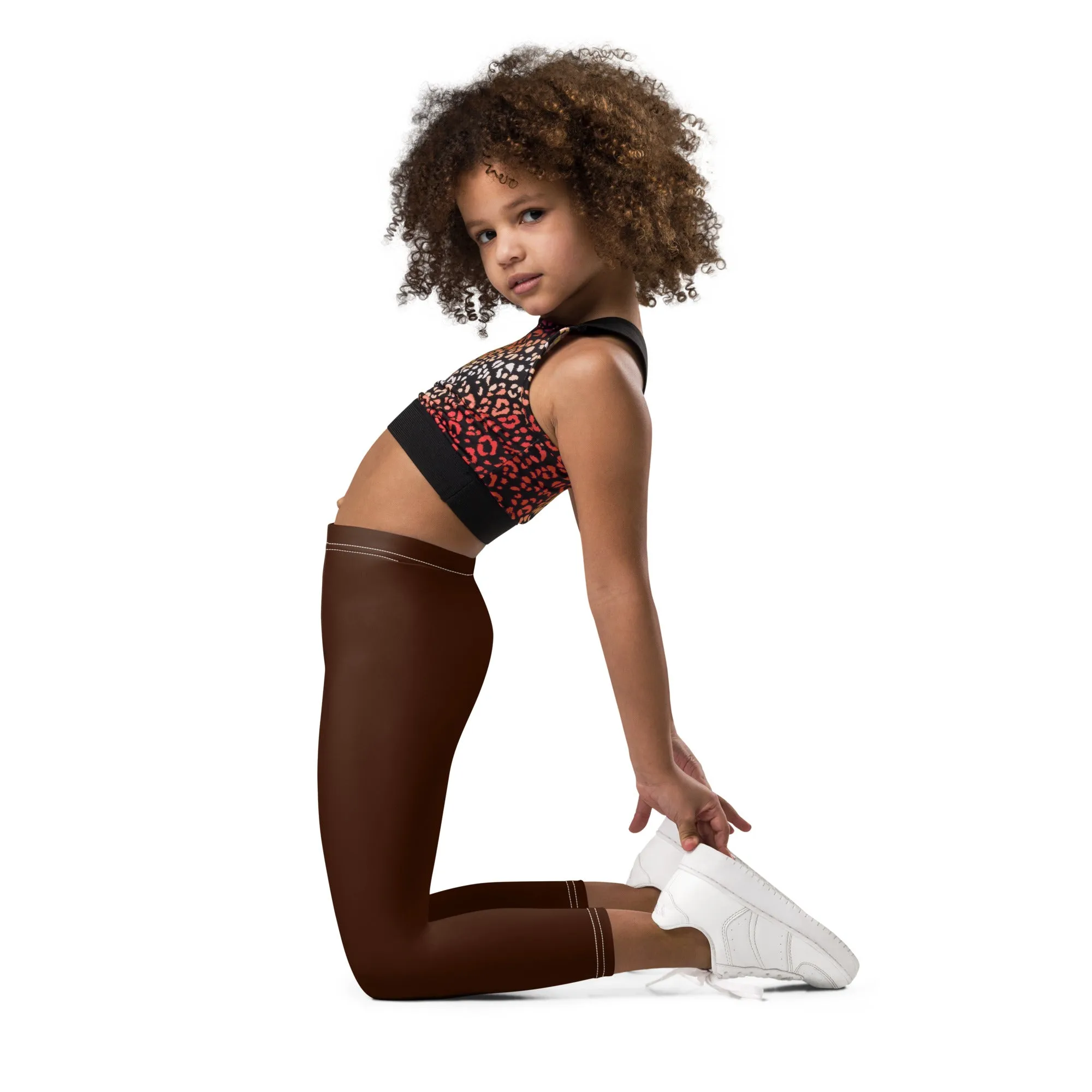 Sporty Staples: Solid Color Leggings for Active Girls - Chocolate