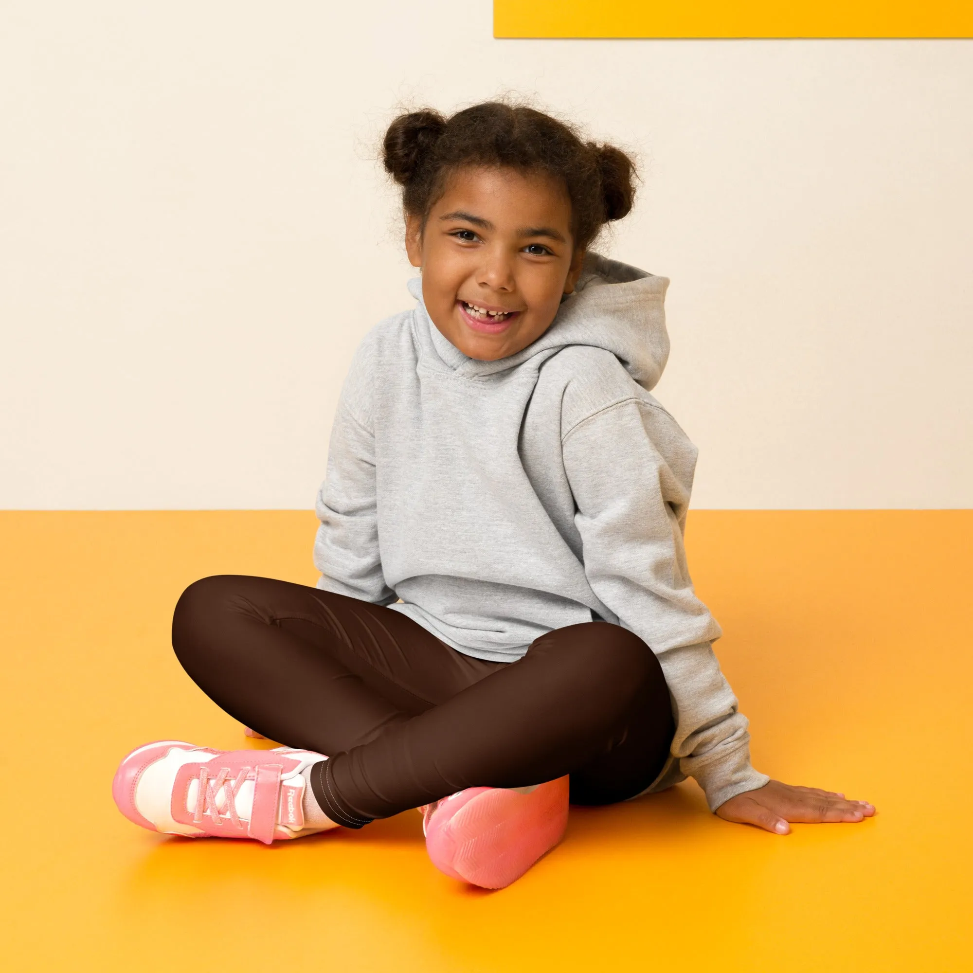 Sporty Staples: Solid Color Leggings for Active Girls - Chocolate