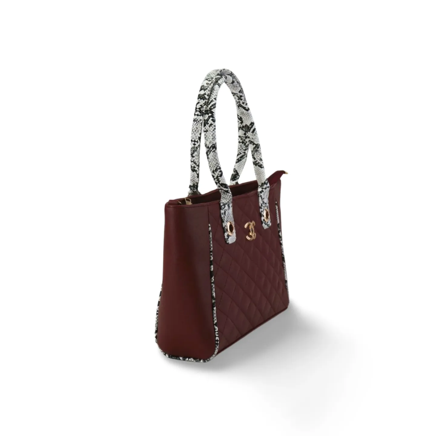 Stylish and Durable Handbag with Snake Print Handle