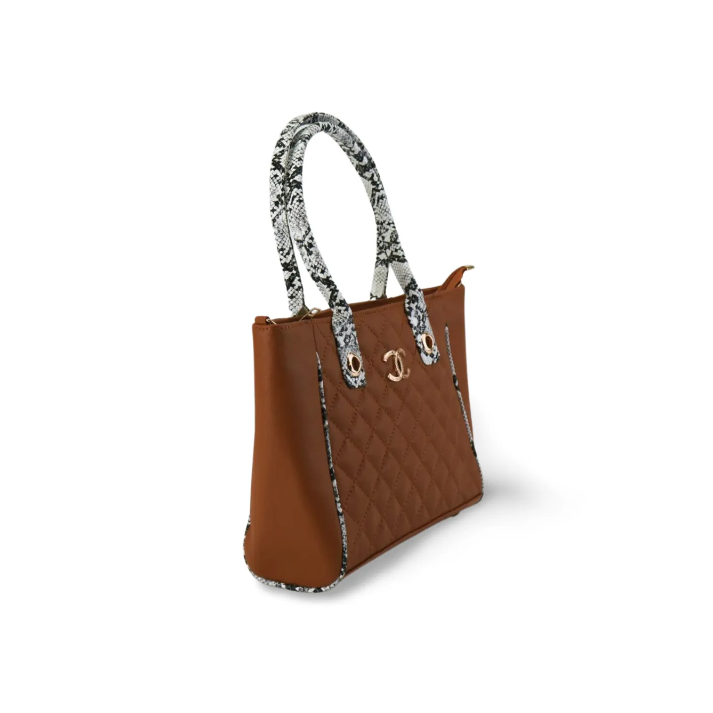 Stylish and Durable Handbag with Snake Print Handle