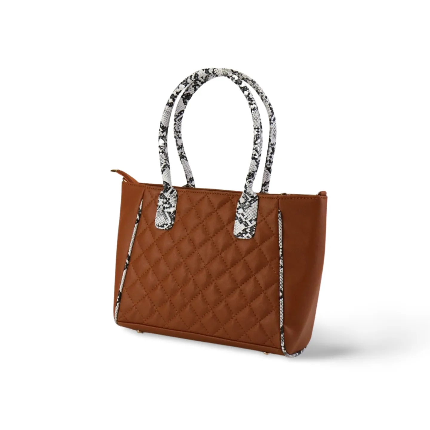 Stylish and Durable Handbag with Snake Print Handle