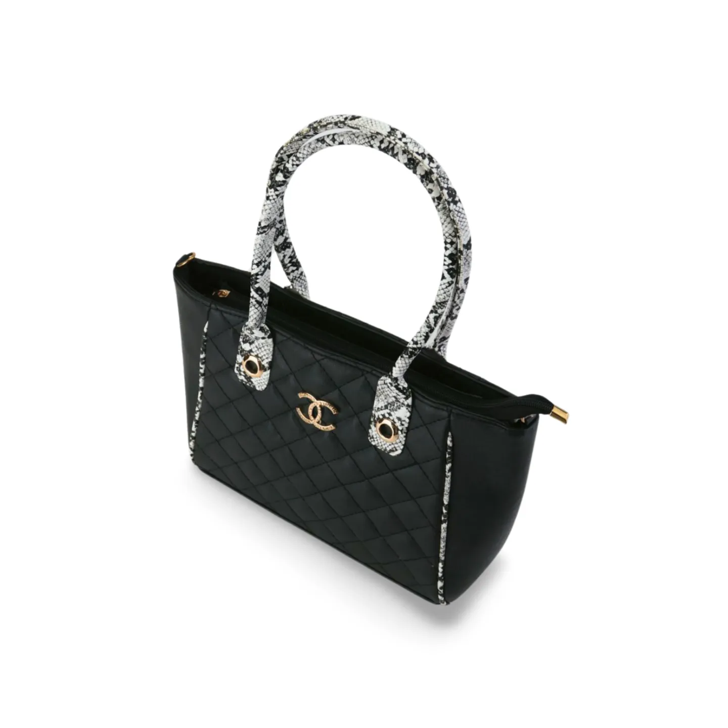 Stylish and Durable Handbag with Snake Print Handle