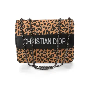 Stylish Cheetah Print Shoulder Bag with Chain Strap