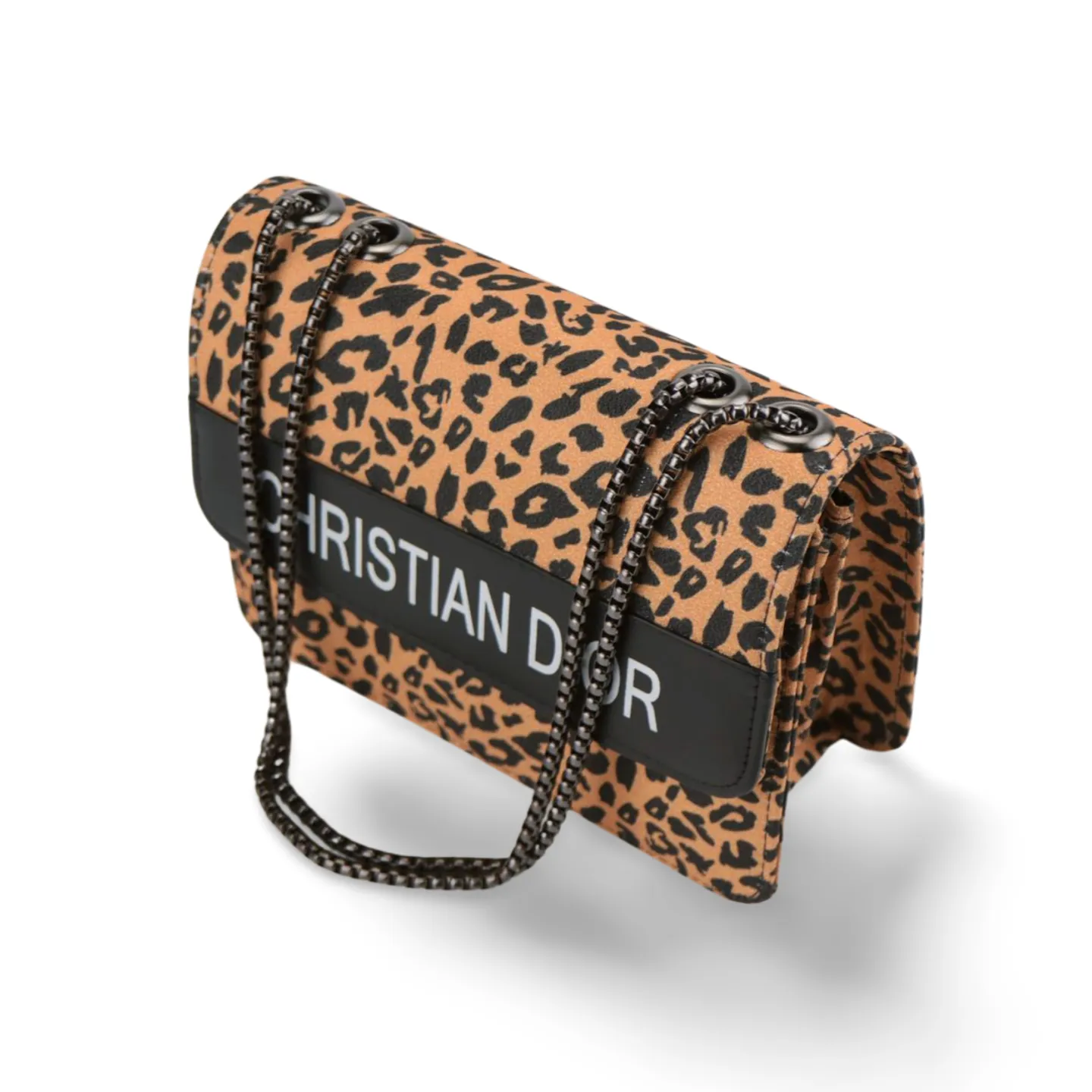 Stylish Cheetah Print Shoulder Bag with Chain Strap