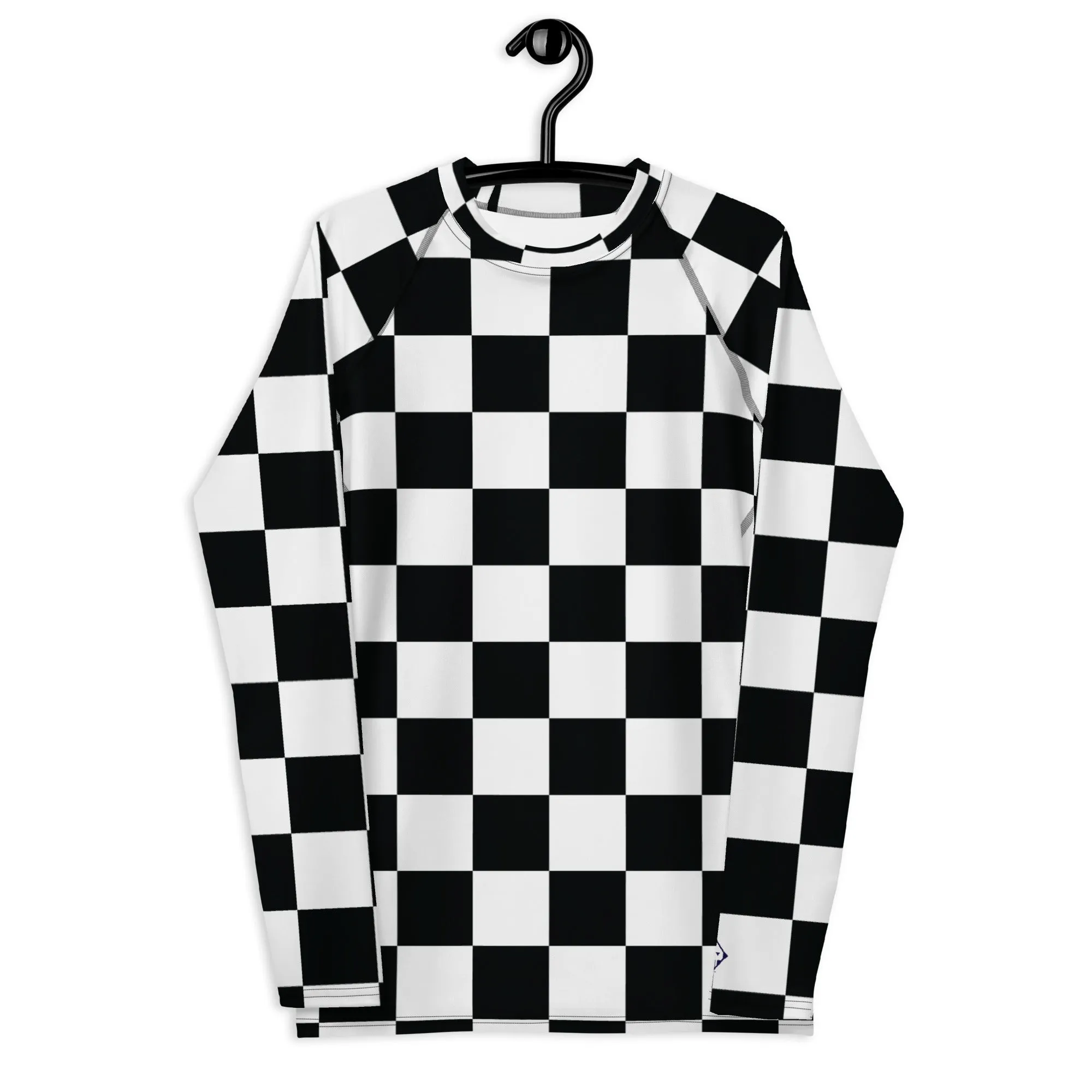 Stylish Defense: Men's Checkered Long Sleeve BJJ Rash Guard