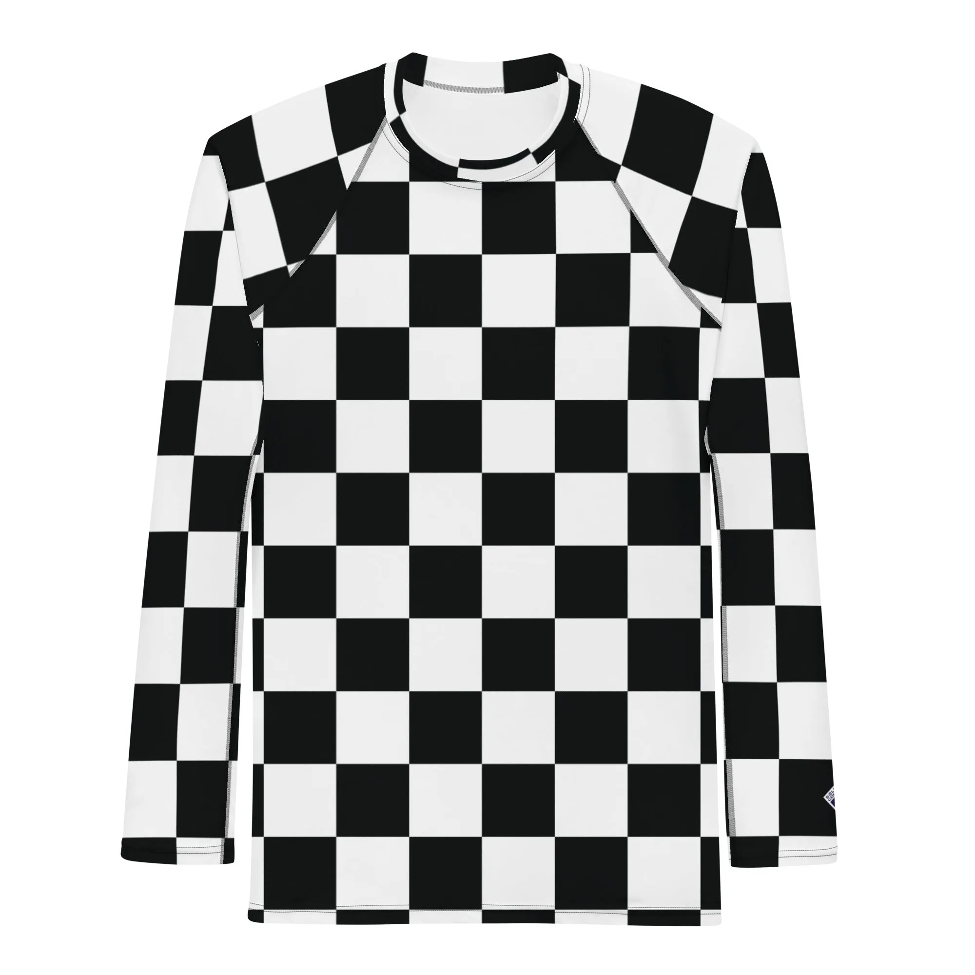 Stylish Defense: Men's Checkered Long Sleeve BJJ Rash Guard