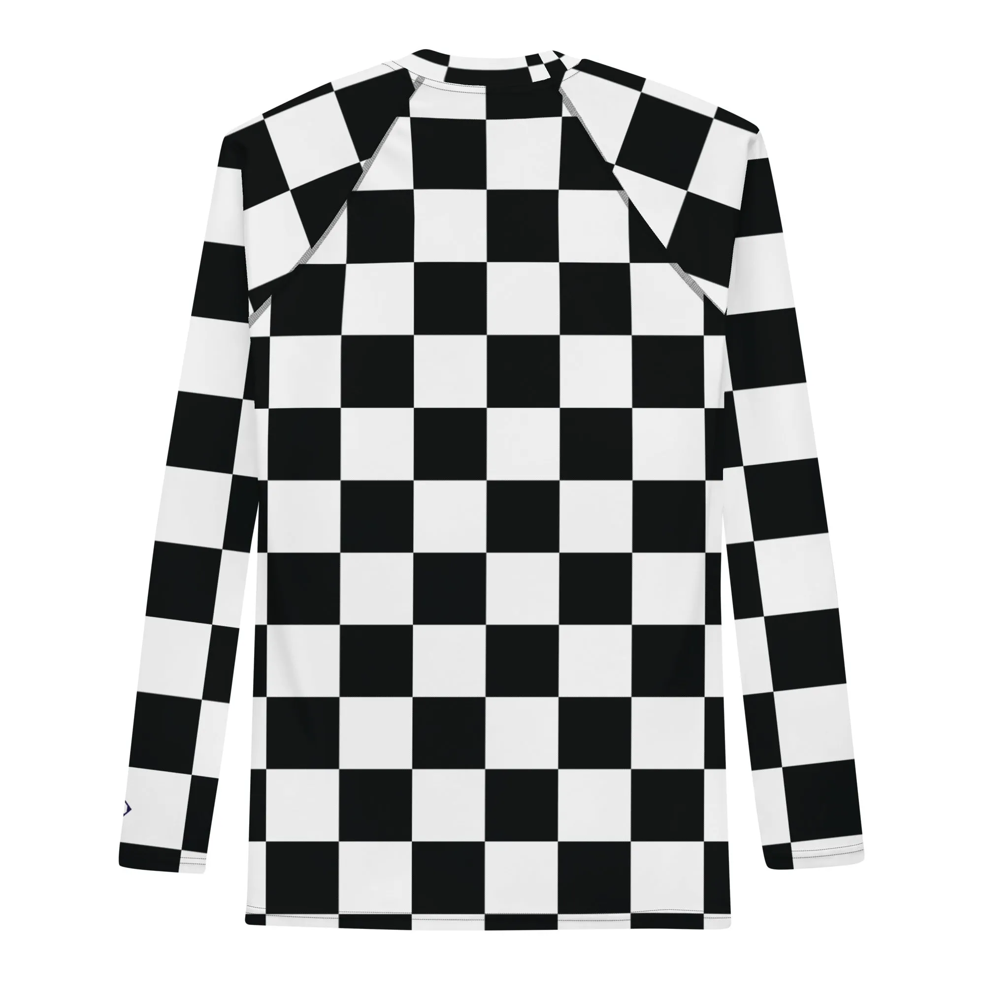 Stylish Defense: Men's Checkered Long Sleeve BJJ Rash Guard