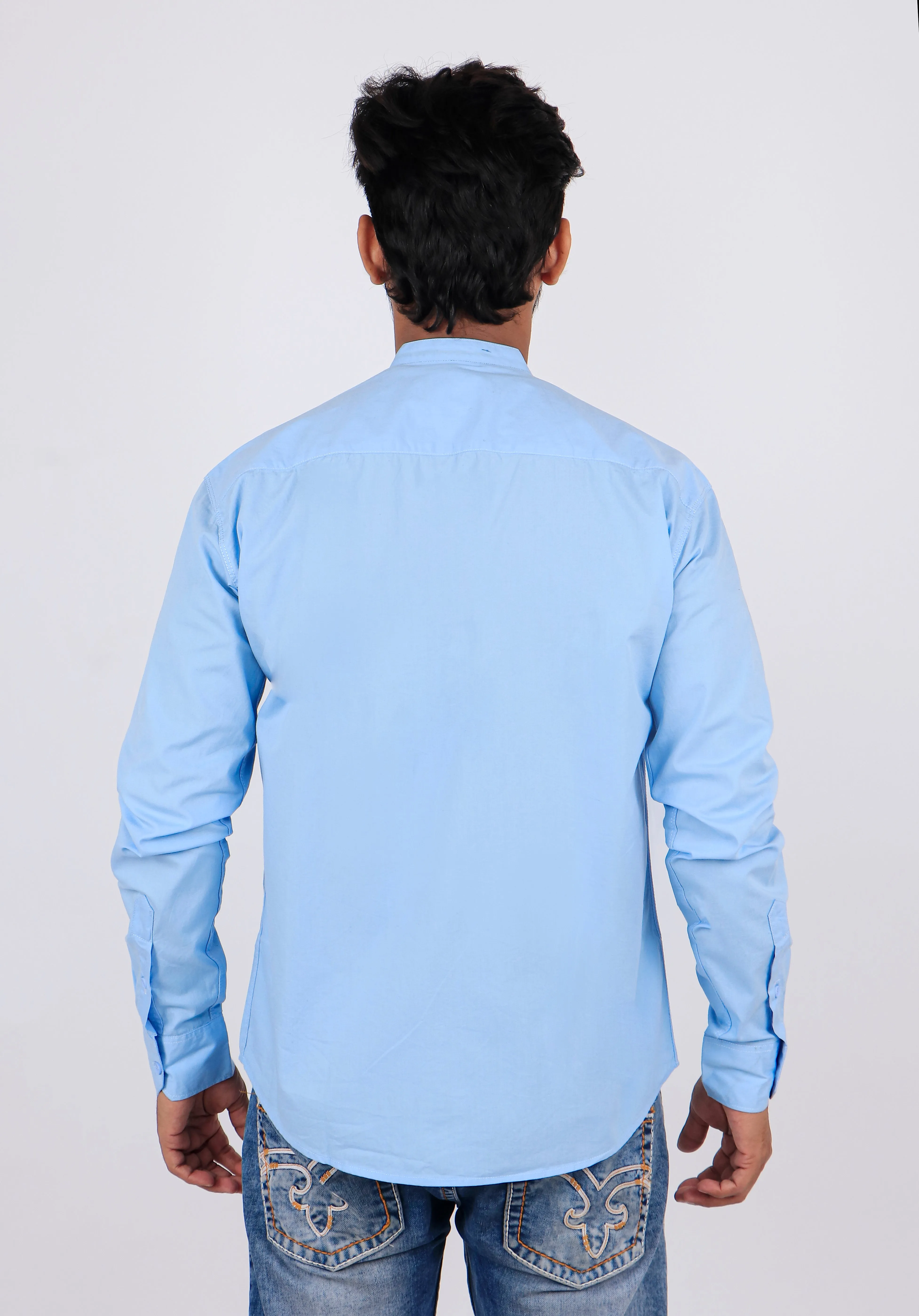 Stylish Men Sky Blue Regular Fit Solid Long Sleeves Formal Shirt