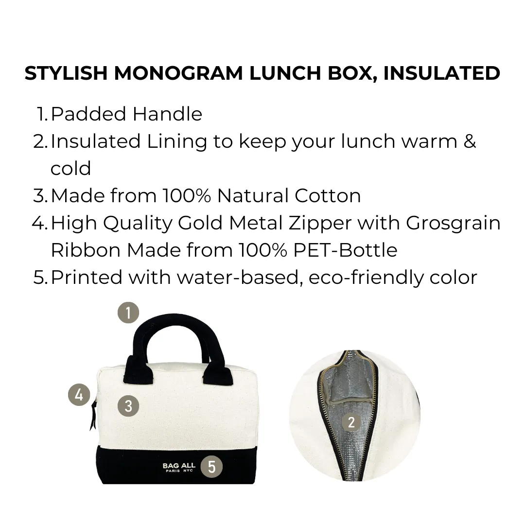 Stylish Monogram Lunch Box, Insulated, Cream