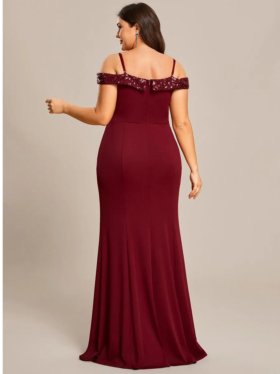 Stylish Plus Size Bodycon Deep V-Neck Sequin Evening Dress