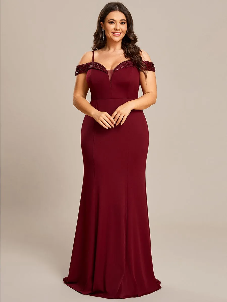 Stylish Plus Size Bodycon Deep V-Neck Sequin Evening Dress