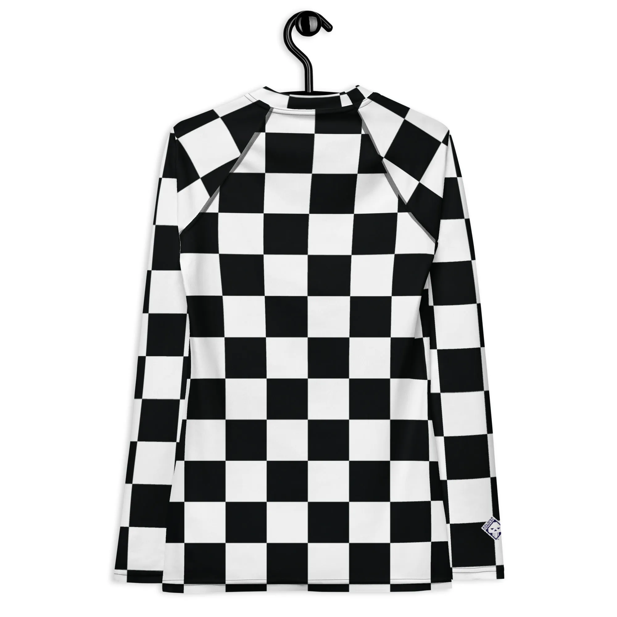 Stylish Protection: Women's Checkered Long Sleeve BJJ Rash Guard