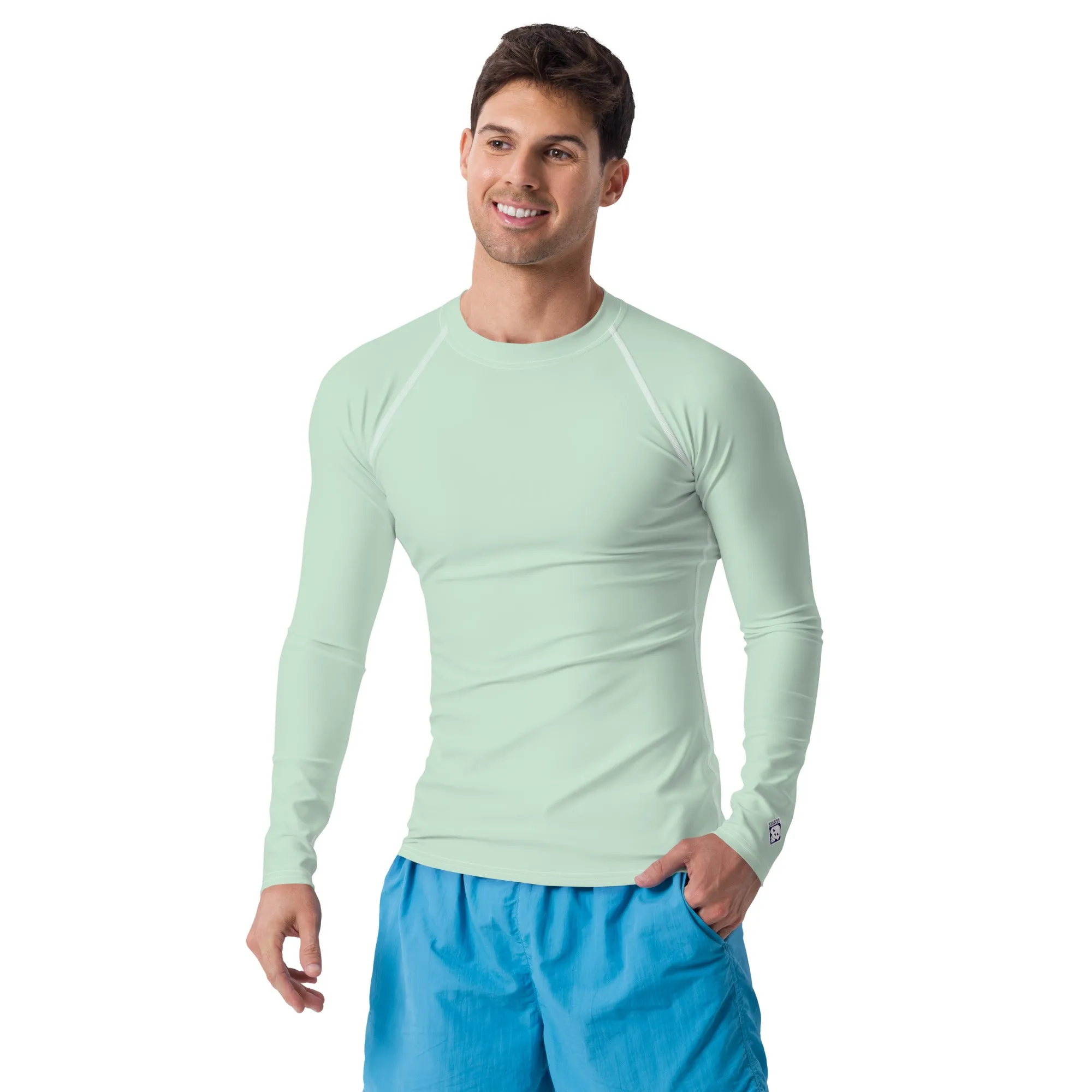 Stylish Shield: Solid Color Rash Guard for Men - Surf Crest