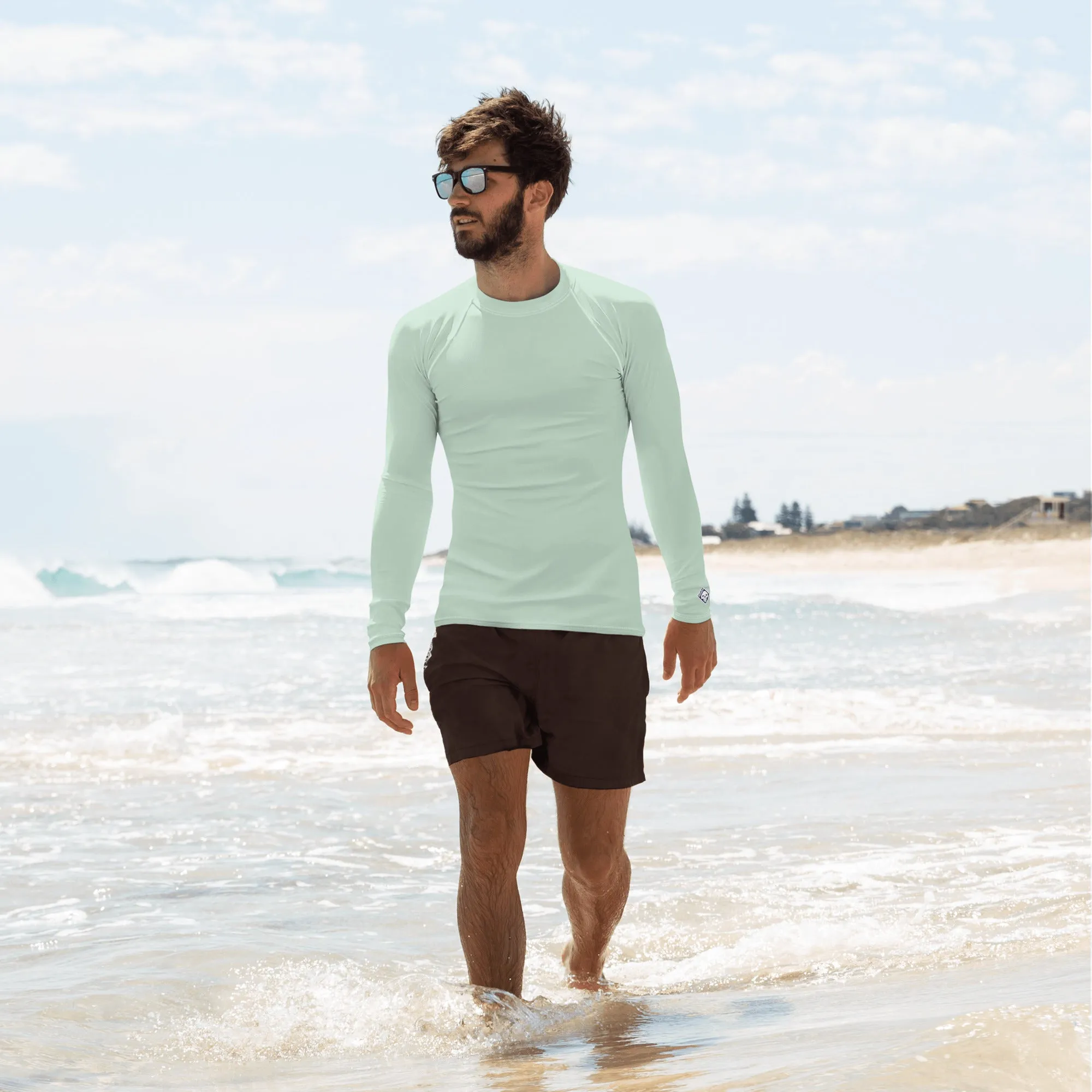 Stylish Shield: Solid Color Rash Guard for Men - Surf Crest