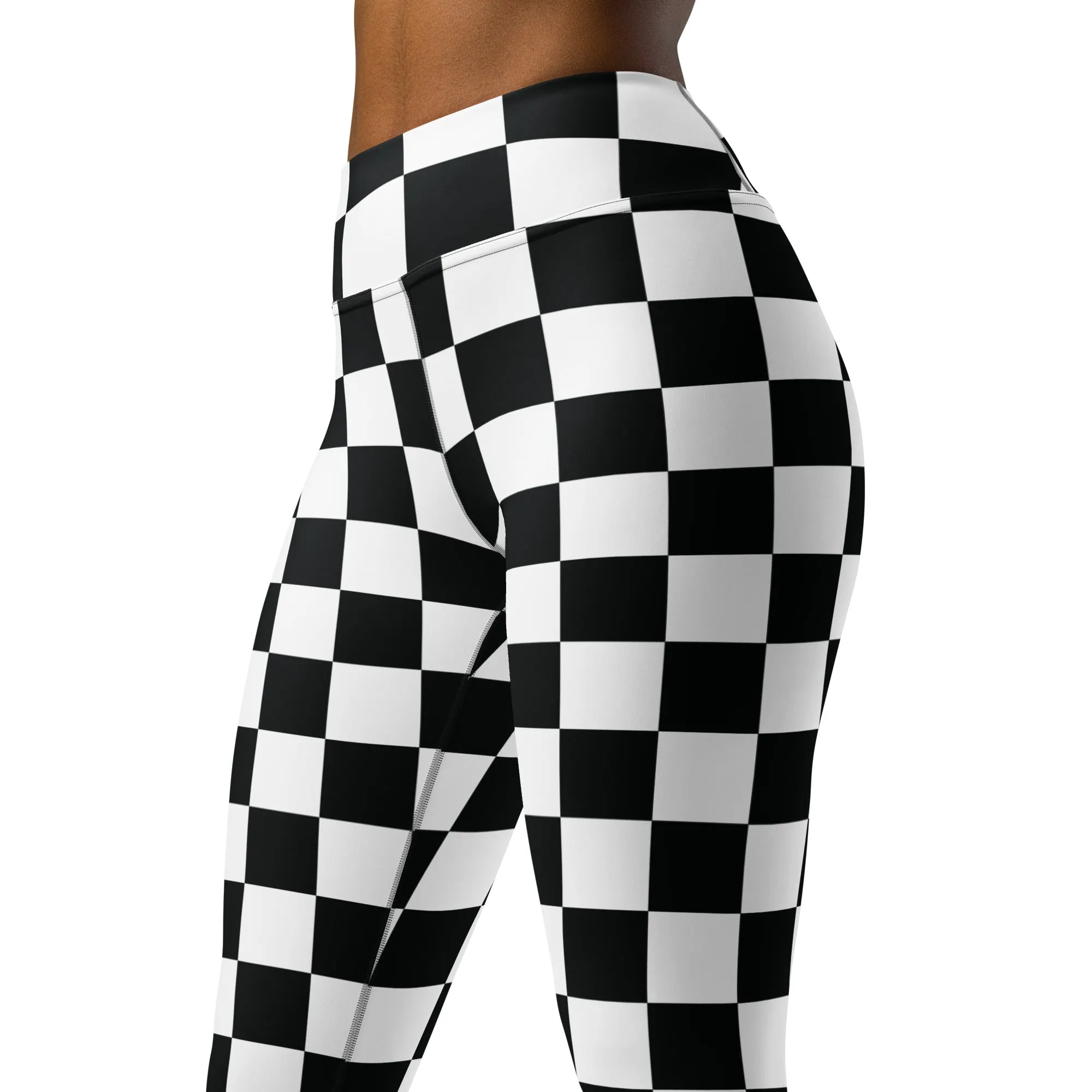 Stylish Strides: Checkered Women's Yoga Pants Leggings