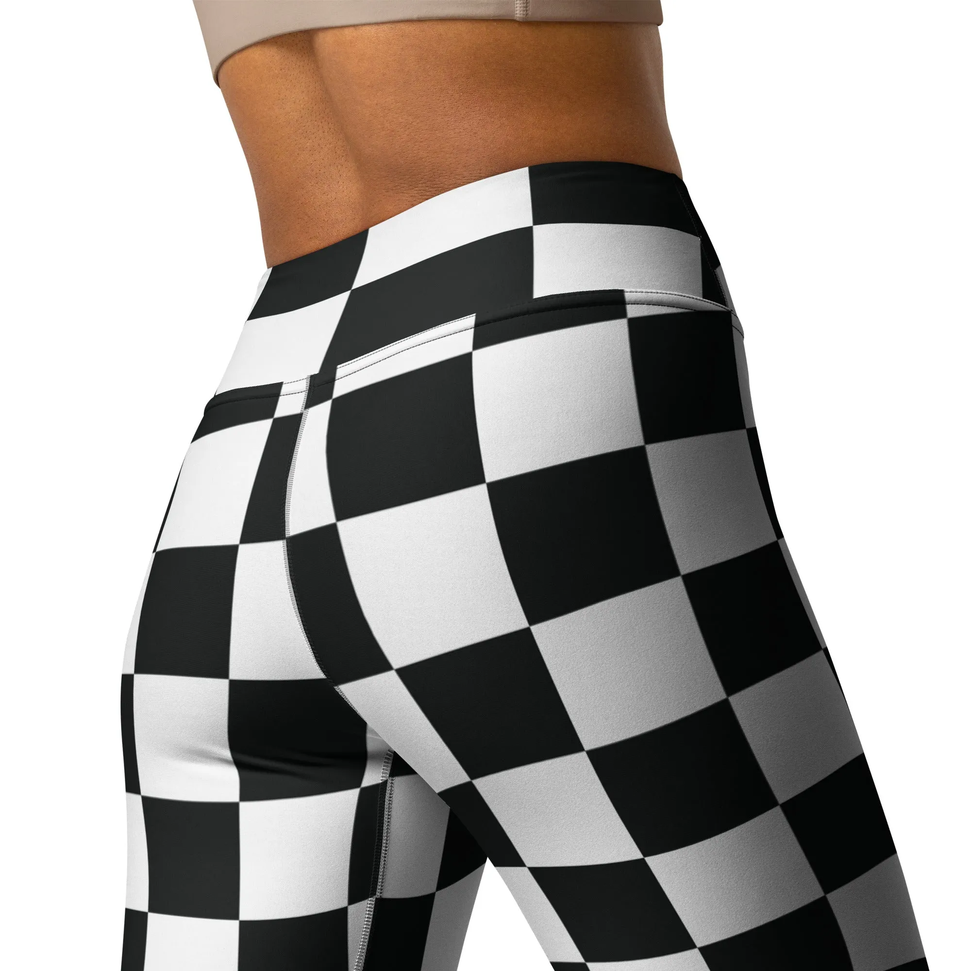 Stylish Strides: Checkered Women's Yoga Pants Leggings