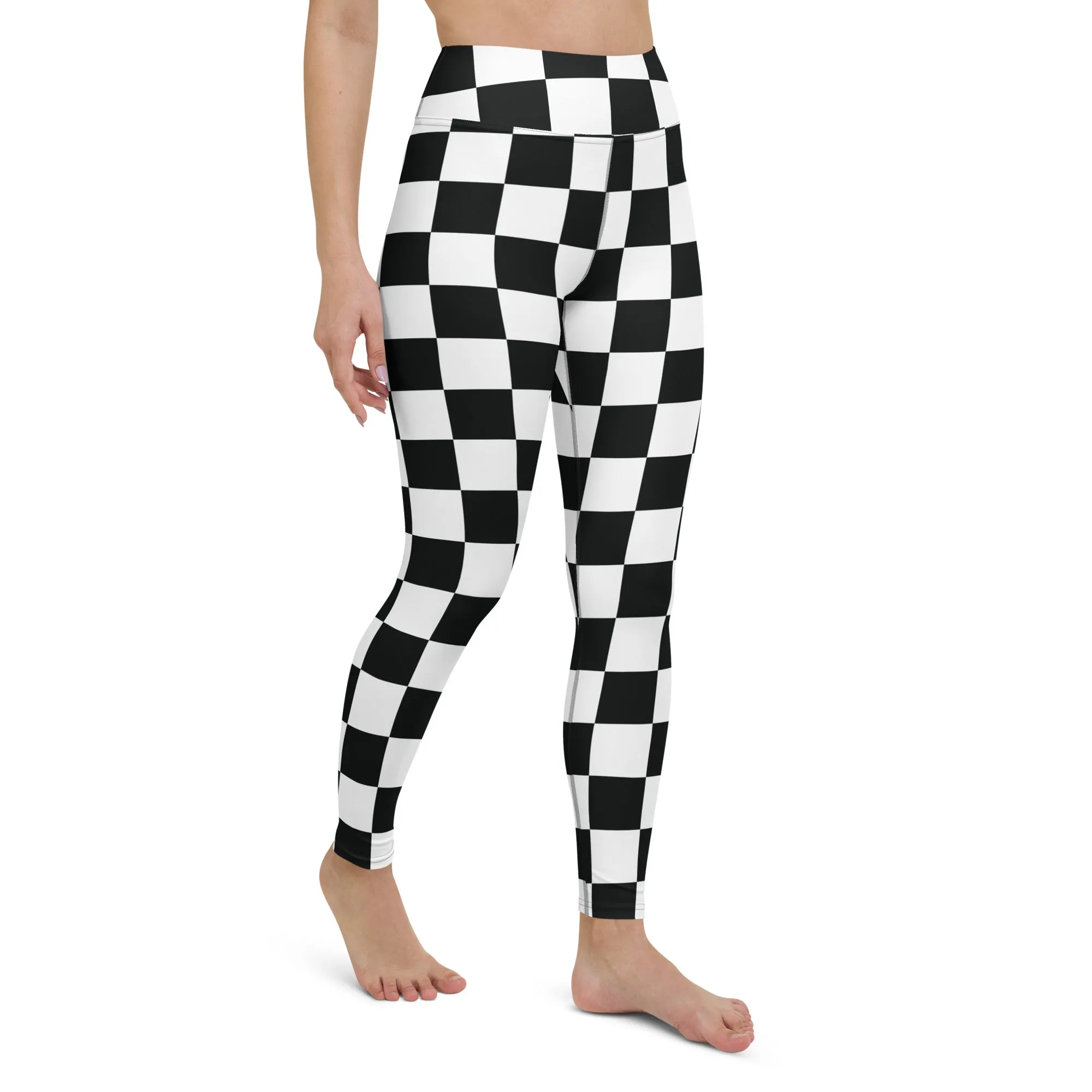 Stylish Strides: Checkered Women's Yoga Pants Leggings