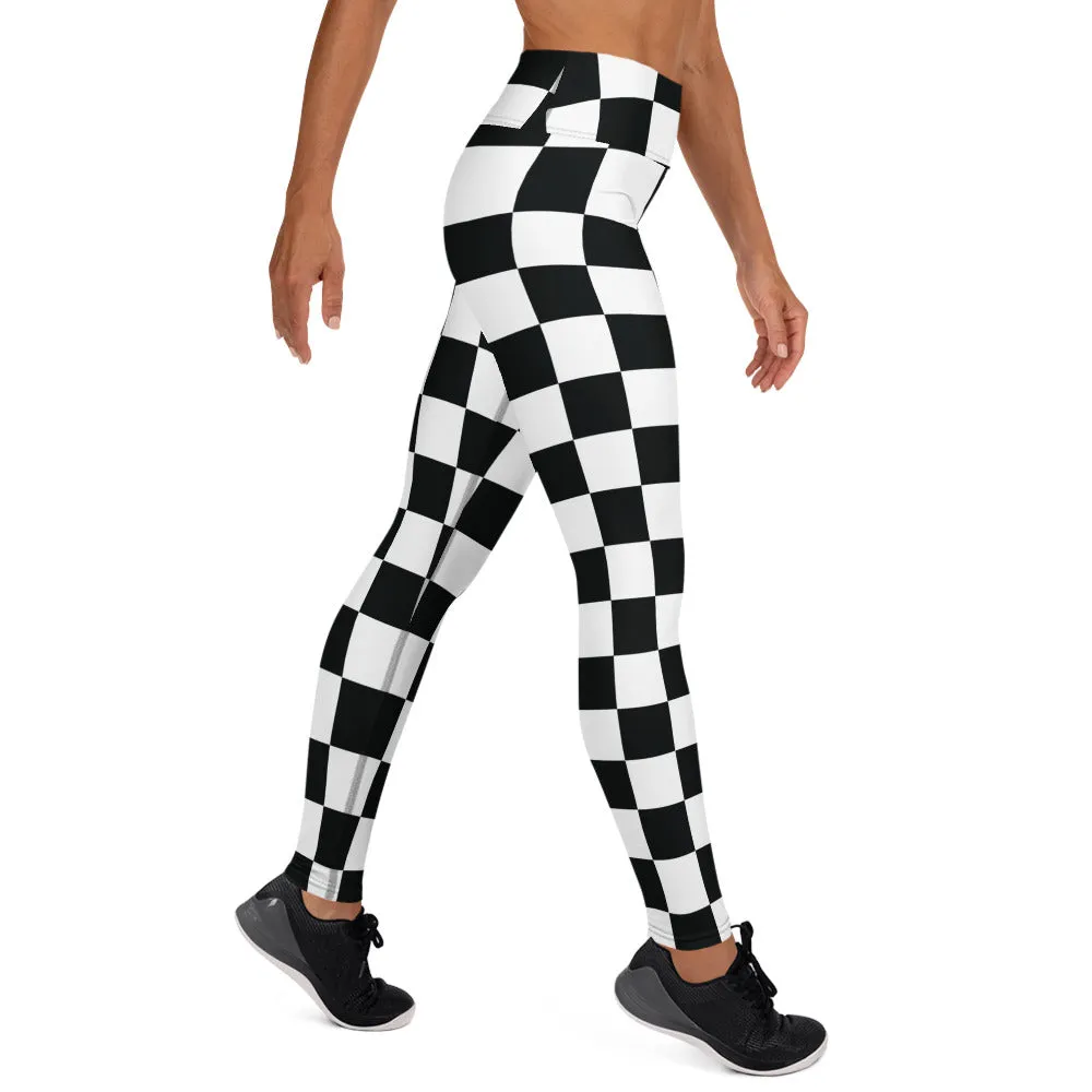 Stylish Strides: Checkered Women's Yoga Pants Leggings