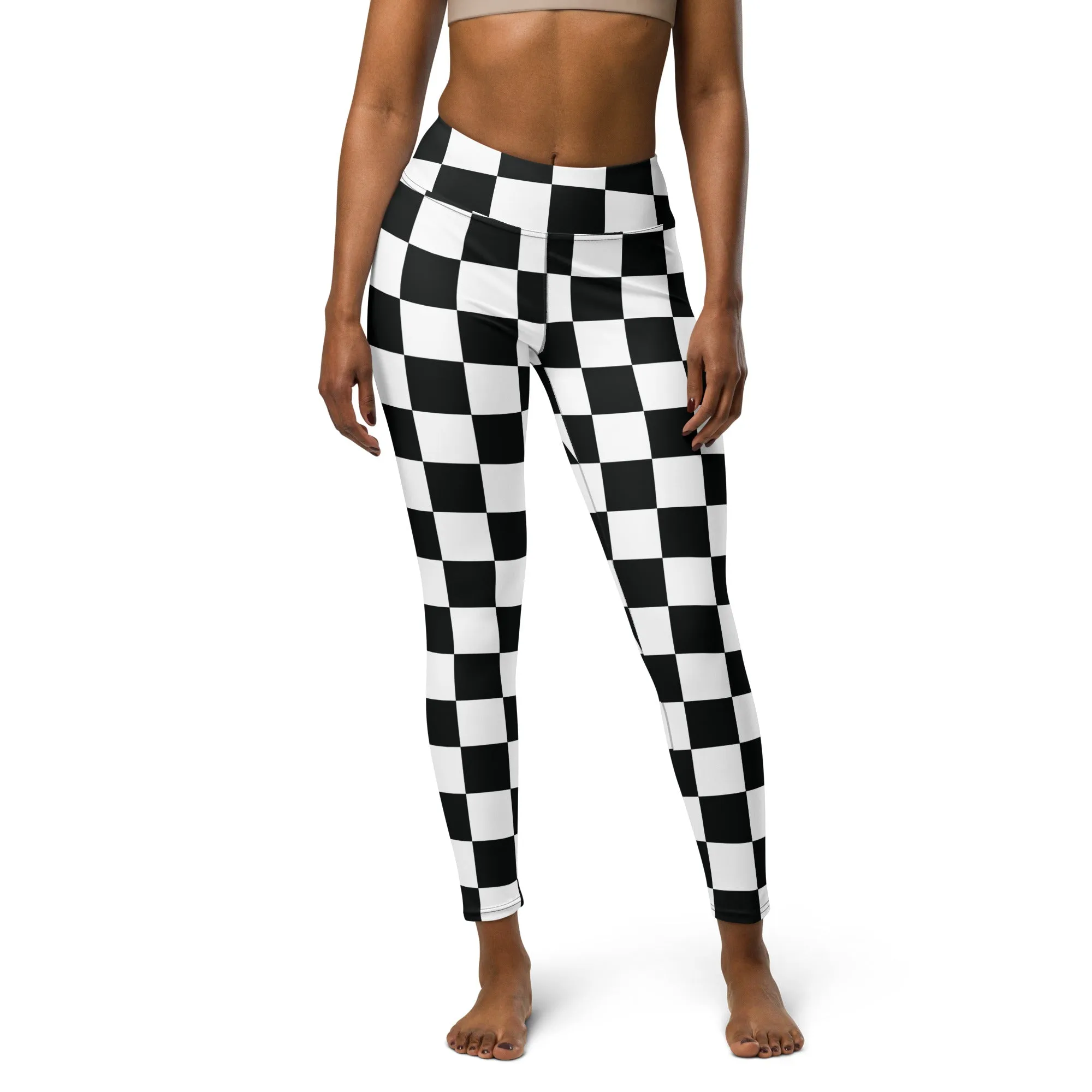 Stylish Strides: Checkered Women's Yoga Pants Leggings