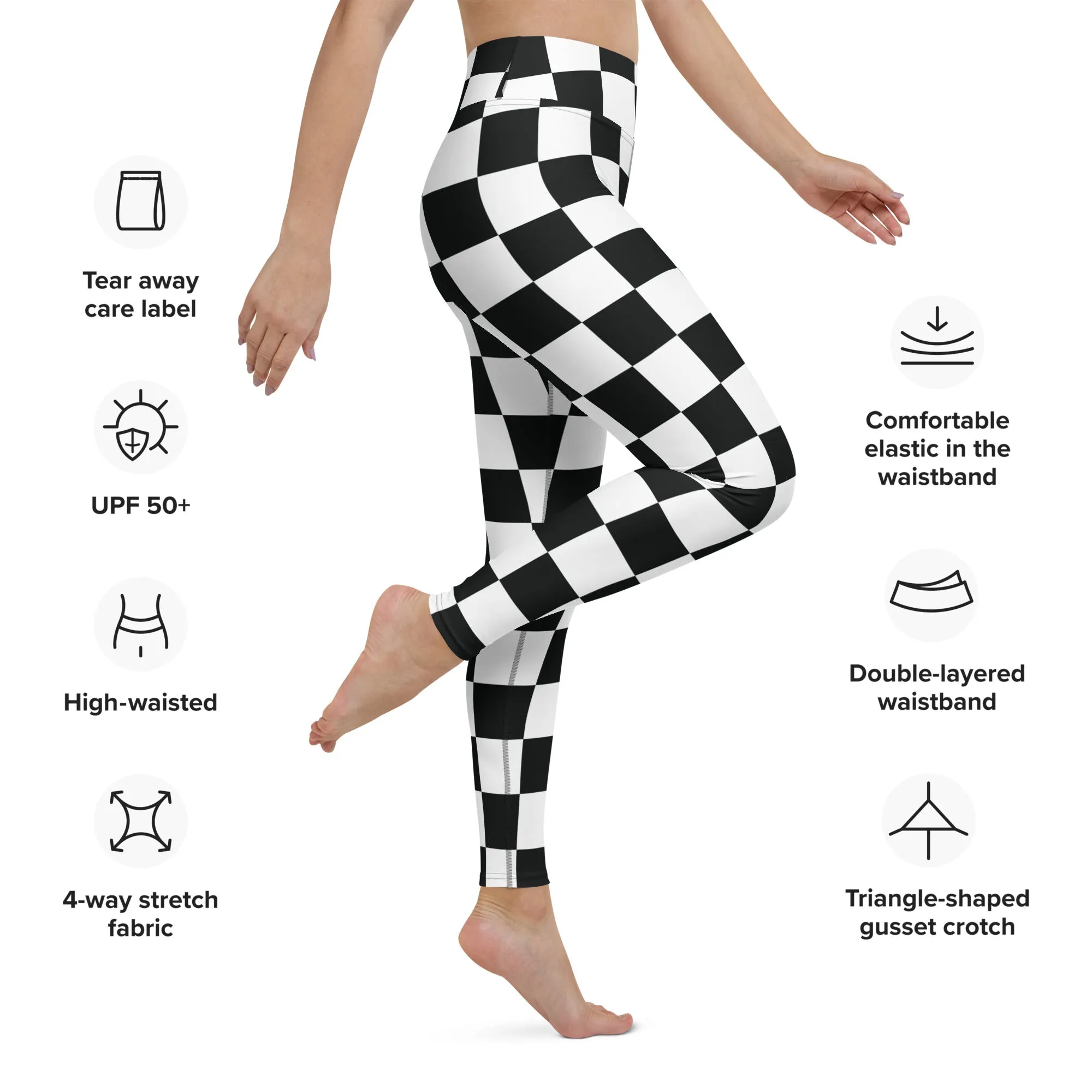 Stylish Strides: Checkered Women's Yoga Pants Leggings