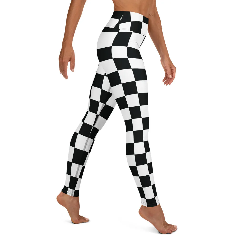 Stylish Strides: Checkered Women's Yoga Pants Leggings