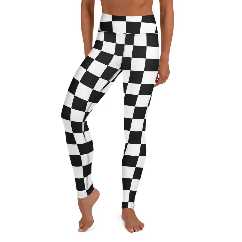 Stylish Strides: Checkered Women's Yoga Pants Leggings