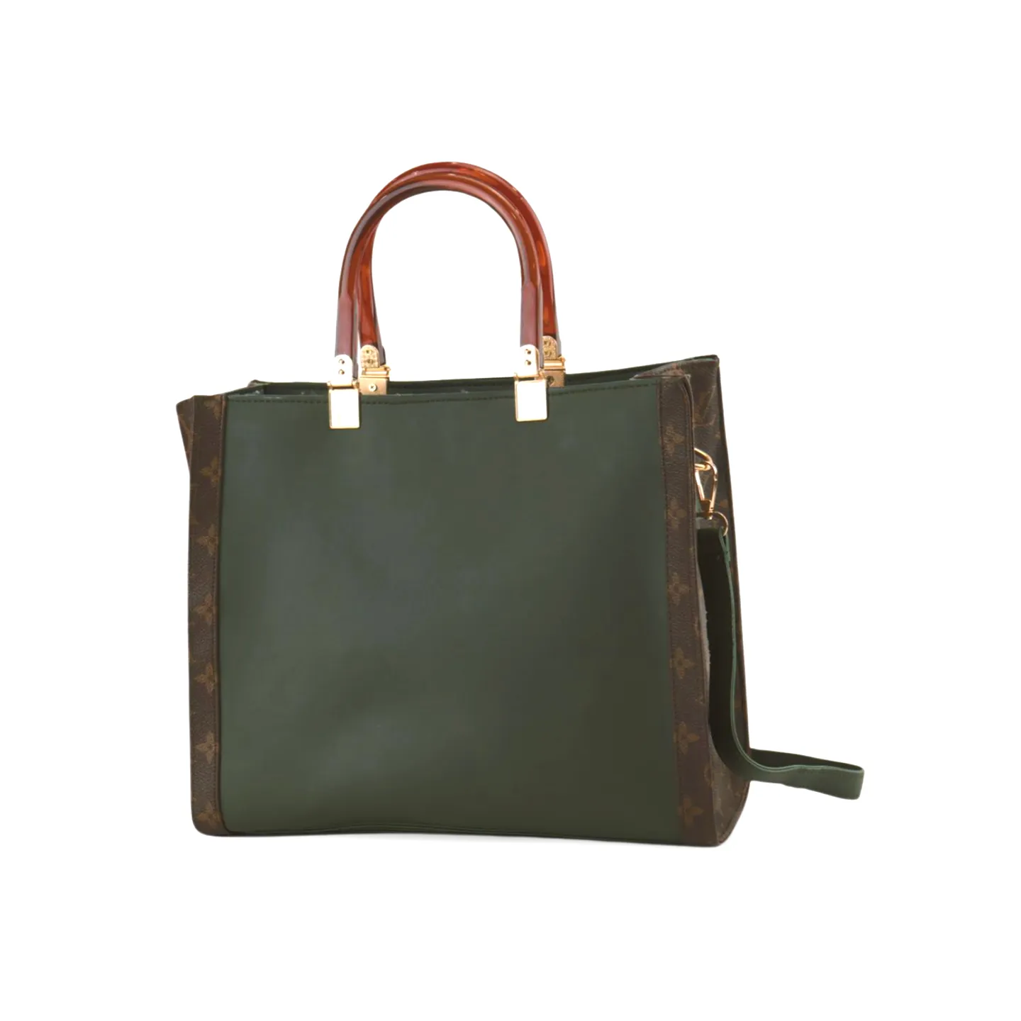 Stylish Tote Bag with Elegant Wooden Style Plastic Handles