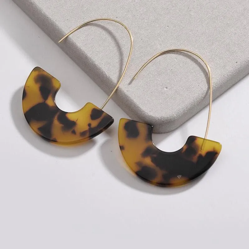 Stylish U-Shape Acrylic Drop Hook Style Drop Earrings - 3 Colors