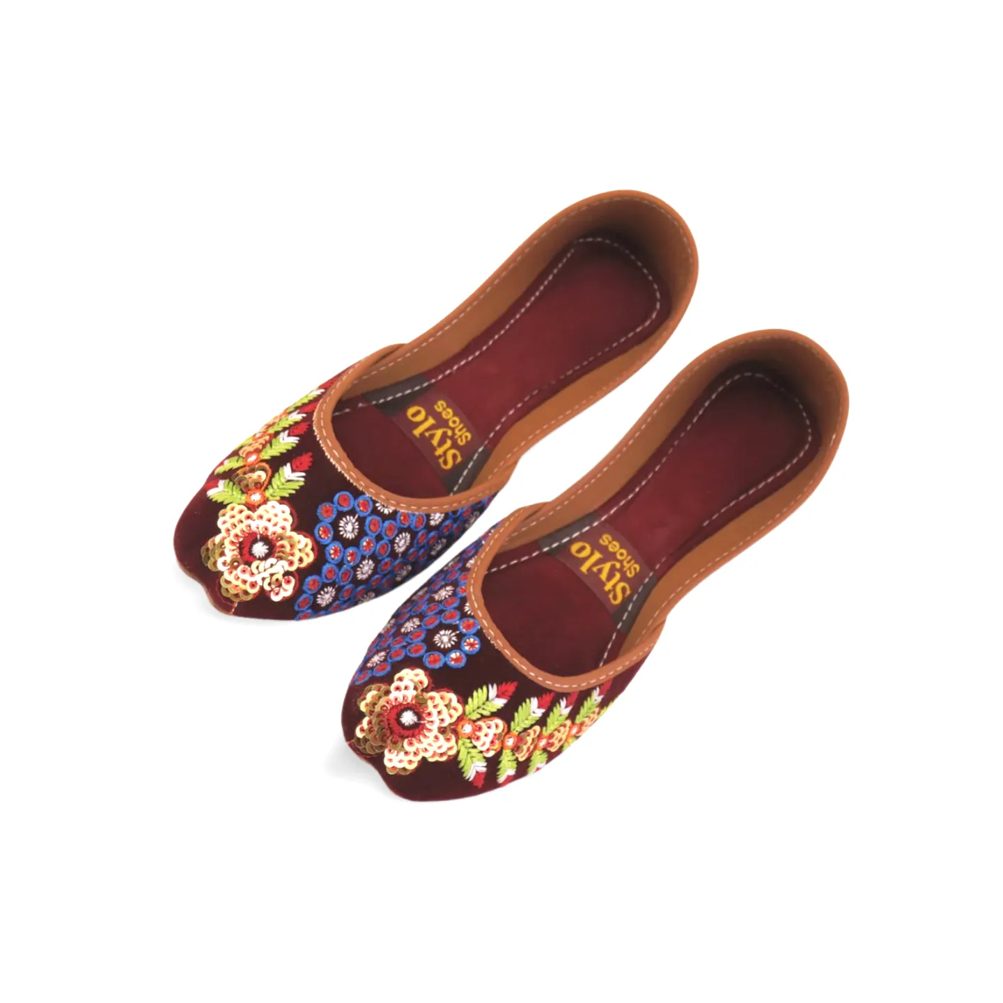 Stylish Velvet Embroidered Khussa for Girls - Traditional Pakistani Footwear with a Modern Twist