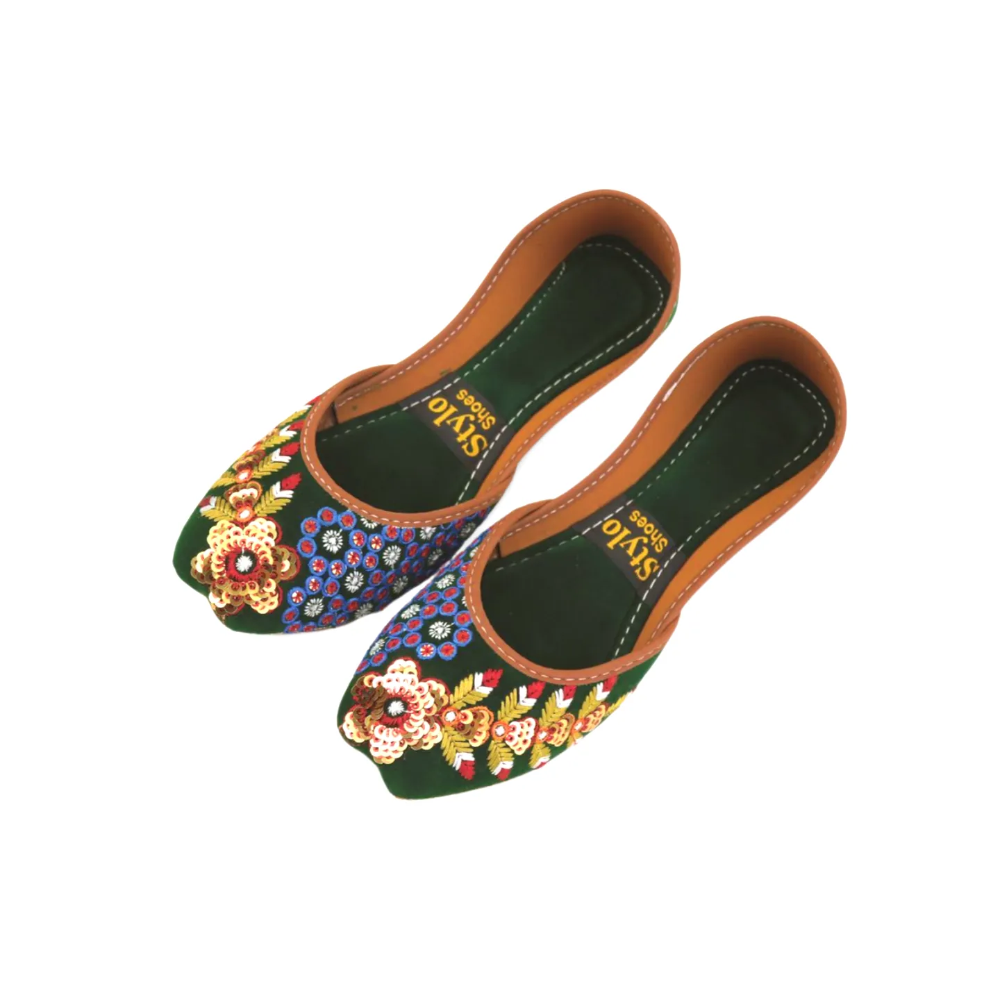 Stylish Velvet Embroidered Khussa for Girls - Traditional Pakistani Footwear with a Modern Twist