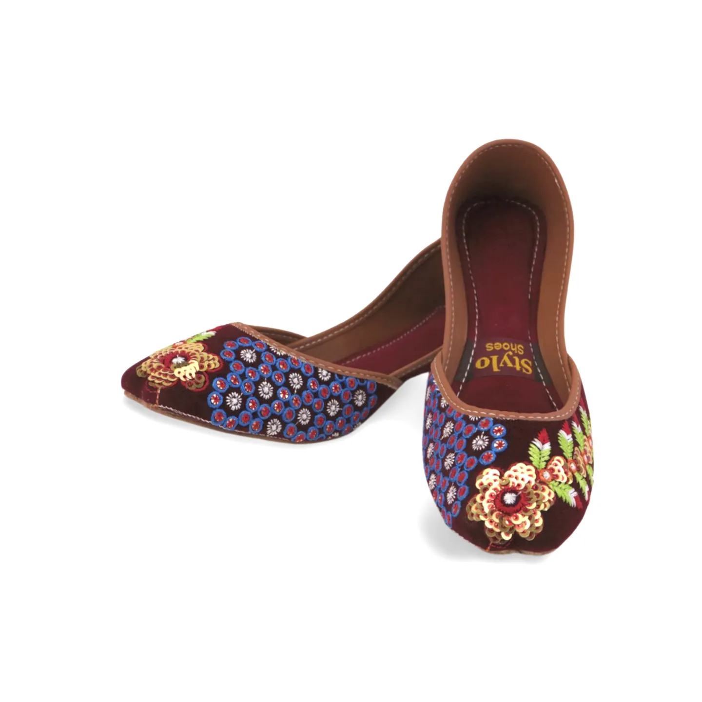 Stylish Velvet Embroidered Khussa for Girls - Traditional Pakistani Footwear with a Modern Twist